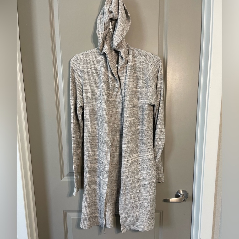 BEYOND YOGA
Womens Gray Belted Textured Hooded Waffle Knit Heather cardigan